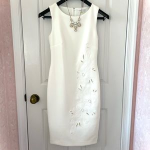 | Calvin Klein | White Sleeveless Scuba Sheath Dress (size 2)